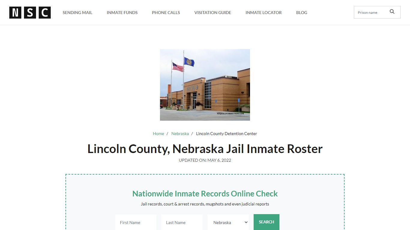 Lincoln County, Nebraska Jail Inmate Roster